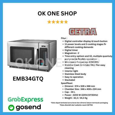 GETRA EMB34GTQ Microwave Oven Komersial 34L 3200W Stainless Steel