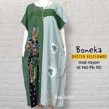Daster Batik Kelelawar Jumbo Boneka Bahan Rayon Super Boneka-Hijau