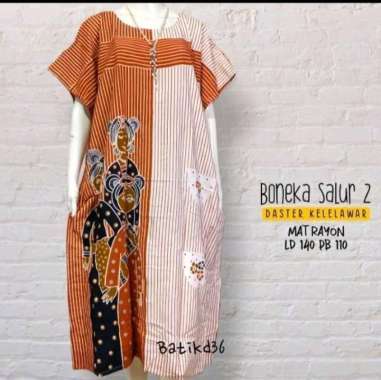 Daster Batik Kelelawar Jumbo Boneka Bahan Rayon Super Boneka-Orange