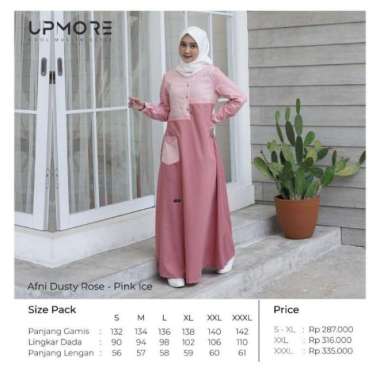 Baju Gamis MUTIF Muslim Berkualitas UPMORE AFNI L AFNI DUSTY ROSE