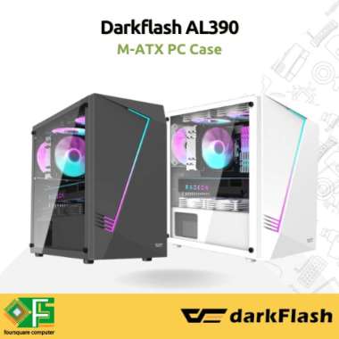 Darkflash AL390 Black & White | Casing PC M-ATX | CPU PC Case Gaming Putih