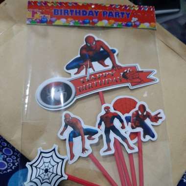 Hiasan kue ultah lucu gambar kartun SPIDERMAN