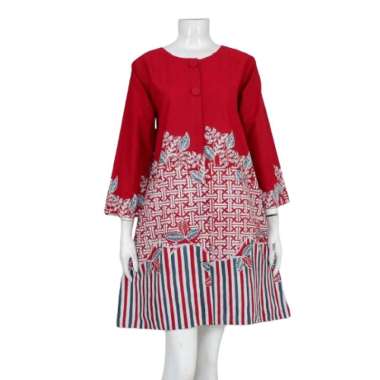 Tunik Bestari Premium#02 | Tunik Batik Busui |Outfit Kerja & Kondangan XL merah