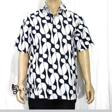 HEM PARANG BARONG | KEMEJA BATIK PRIA MOTIF PARANG HITAM PUTIH L full parang