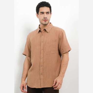 Hush Puppies Centie Stripe Linen Shirt Pria Khaki M