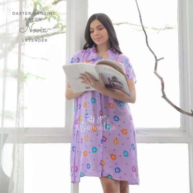 Dress Rayon Kancing Motif Novia Novia Lavender