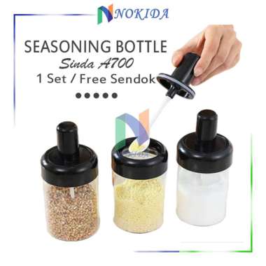 Nokida Wadah Simpan Bumbu Sinda A700 / Tempat Bumbu Dapur + Sendok Beling / Peralatan Dapur 1 Set
