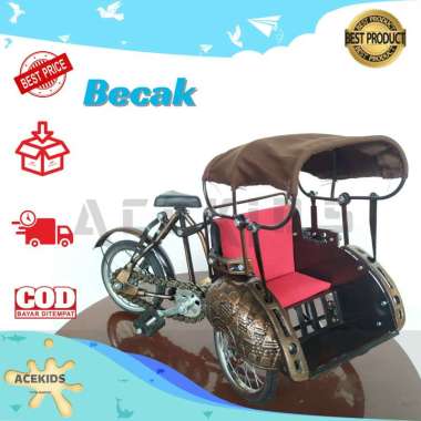 Miniatur koleksi becak mainan bahan besi