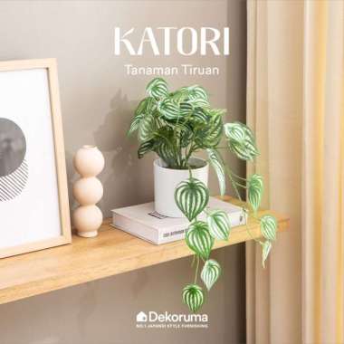 Dekoruma KATORI Tanaman Tiruan Watermelon Leaves dalam Pot Putih
