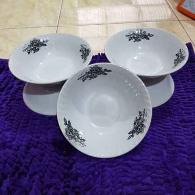 Mangkok keramik 6 inch Mangkok kembang hitam +Bubble
