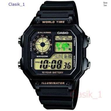 Original 100%!! CASIO AE-1200WH-1BVDF - Jam Tangan Pria - Hitam