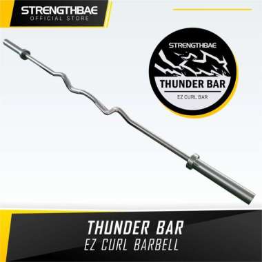 Thunder Bar STRENGTHBAE Ez Curl Barbell Long & Rackable Bicep Tricep