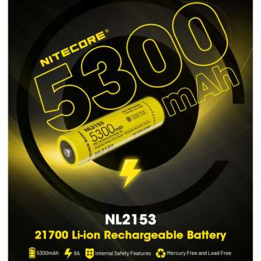 NITECORE 21700 Baterai Li-ion 5300 mAh 8A Continuous Discharge