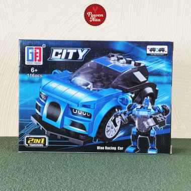 GF Great Friends Racing Car GTR 2in1 - 123 Series | DIY Brick Block Mainan Balok Building Biru