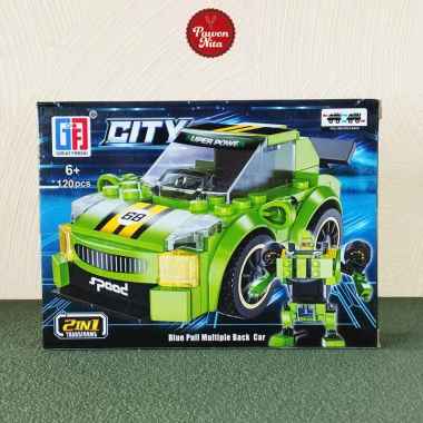 GF Great Friends Racing Car GTR 2in1 - 123 Series | DIY Brick Block Mainan Balok Building Hijau