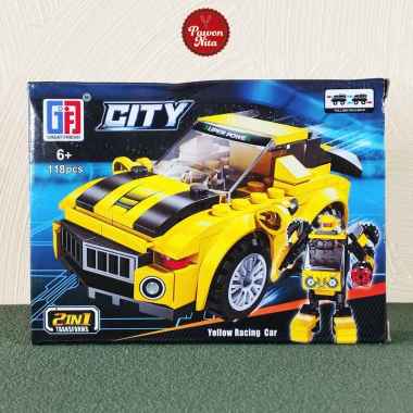 GF Great Friends Racing Car GTR 2in1 - 123 Series | DIY Brick Block Mainan Balok Building Kuning