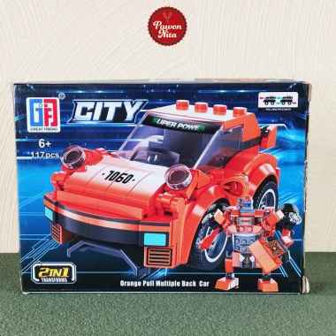 GF Great Friends Racing Car GTR 2in1 - 123 Series | DIY Brick Block Mainan Balok Building Orange