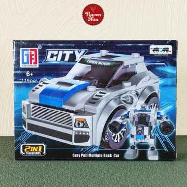 GF Great Friends Racing Car GTR 2in1 - 123 Series | DIY Brick Block Mainan Balok Building Abu - Abu