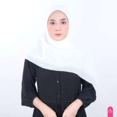 Ansania Premium Scarf - Haraa Voal Laser Cut - Hijab Kerudung Segiempat with Pouch 110 x 110 PUTIH T