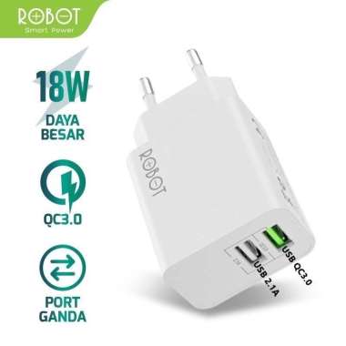 ROBOT RT-F4 Adaptor Charger Quick Charger QC3.0 Dual USB Fast Charging