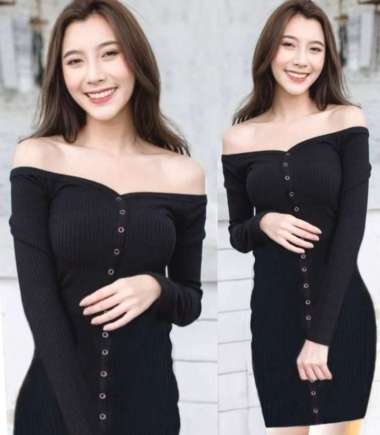 Rajut Dress Sabrina Knitt Hitam
