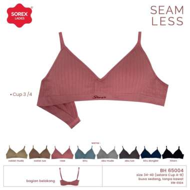 Sorex Bra Seamless Tanpa Kawat Kait 2 Cup A-B Busa Tipis BH 65004 Hitam 36