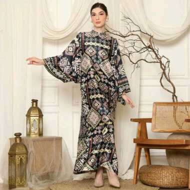 Kaftan Premium Kaftan Jumbo Kaftan Batik Silk one size Semua Ukuran Hitam