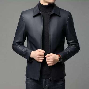 WOLF jaket kulit terbaru dari jaket kulit domba/ jaket kulit asli murah-jaket kulit original 100% asli kulit domba /jaket kulit garut asli pria Hitam M