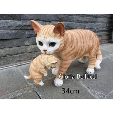 Patung Pajangan Miniatur Kucing Gigit Anak Jumbo Persia Anggora Promo