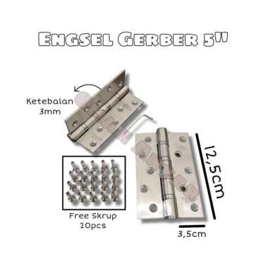 1 PASANG Engsel Pintu Rumah SS Stainless Steel Hinge 304 Gerber Gerber 5"