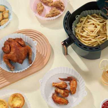 LINSBAYWU Alas Air Fryer Baking Tray Silicone Pan Gray