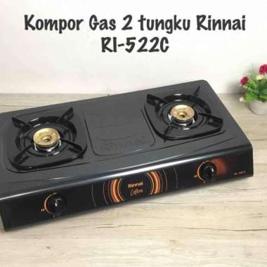 kompor gas rinnai tungku 2 api biru tipe 522 C teflon