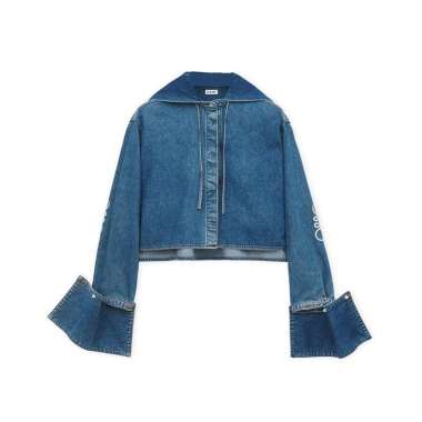 Loewe Cropped Hoodie Shirt Denim Jeans Blue 38 Blue