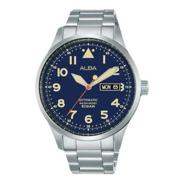 Jam Tangan Pria Alba Mechanical AL4261X1 Automatic Men Blue Dial Stainless Steel Strap