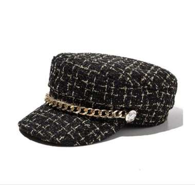 Topi Baret Oktagonal Korean Style Gaya Retro Import Berkualitas Hitam
