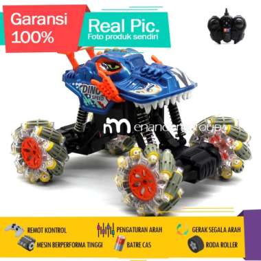 MAINAN MOBIL REMOT KONTROL RC DINOSAURUS OFFROAD CLIMBING STUNT DASHER Biru