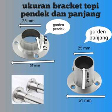 Bracket Gorden, Bracket Pipa Bulat Lemari Samping Topi, Bracket topi Sambungan Pipa Bulat 1 inch, Go