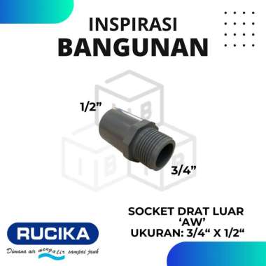 fitting pipa socket drat luar SDL 3/4" x 1/2" rucika AW