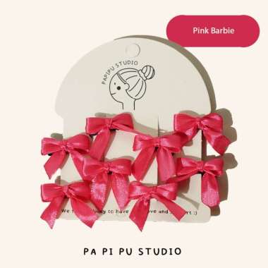 Papipu studio Jepit Mini Bow Jennie set 8 pcs Jepit pita Korea Jennie mini Pink barbie
