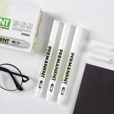 LIT-ONTNMA Spidol Ban Permanen Oil Based Marker Waterproof 1mm 1PCS L-580 Penanda Tinta Spidol White