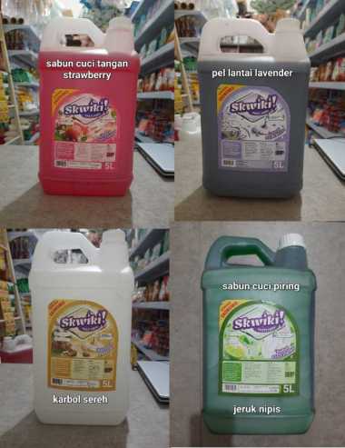 SKWIKI. SABUN CUCI TANGAN STRAWBERRY, KARBOL SEREH, PEL LANTAI LAVENDER, SABUN CUCI PIRING CUCI MOBI