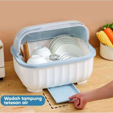 Rak Piring Ada Tutup Tempat Piring Sendok Minimalis Pengering / Tempat Botol Susu Bayi Rak Pengering