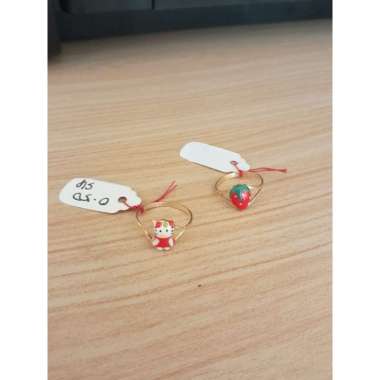 Cincin Boneka Karakter Hellokitty Cincin Stroberry Emas Asli Cincin Anak Emas Cincin Bayi Cincin Fas