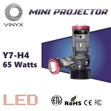 Lampu LED Mini Projector Vinyx Y7-H4 65W Y7D Projie H4 Lens Lensa Mobil Motor Headlight Headlamp RHD