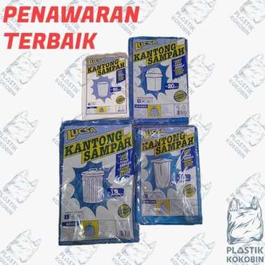 PLASTIK SAMPAH BIRU DAN PUTIH LUCSA (1 PACK ) 80 x 100 biru