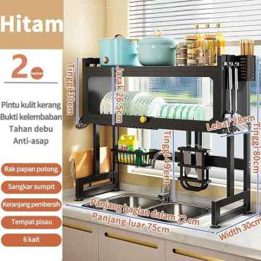 JP Rak Piring Wastafel Stainless Steel Rak Dap 75*30*80cm-hitam