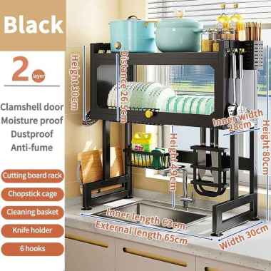 JP Rak Piring Wastafel Stainless Steel Rak Dap 65*30*80cm-hitam