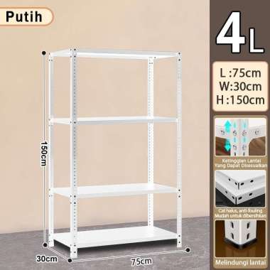 JP Rak besi siku 5 susun Rak Besi Siku Lubang ⬜Besi 4L(75*30*150)