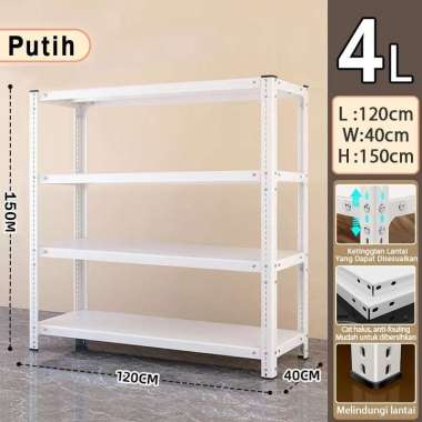 JP Rak besi siku 5 susun Rak Besi Siku Lubang ⬜Besi 4L(120*40*150)