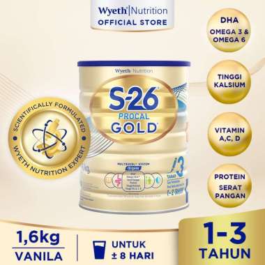 S26 PROCAL GOLD GOLD TAHAP 3 SUSU FORMULA ANAK 1-3 TAHUN, KALENG 1600 GRAM EXPIRED 2025